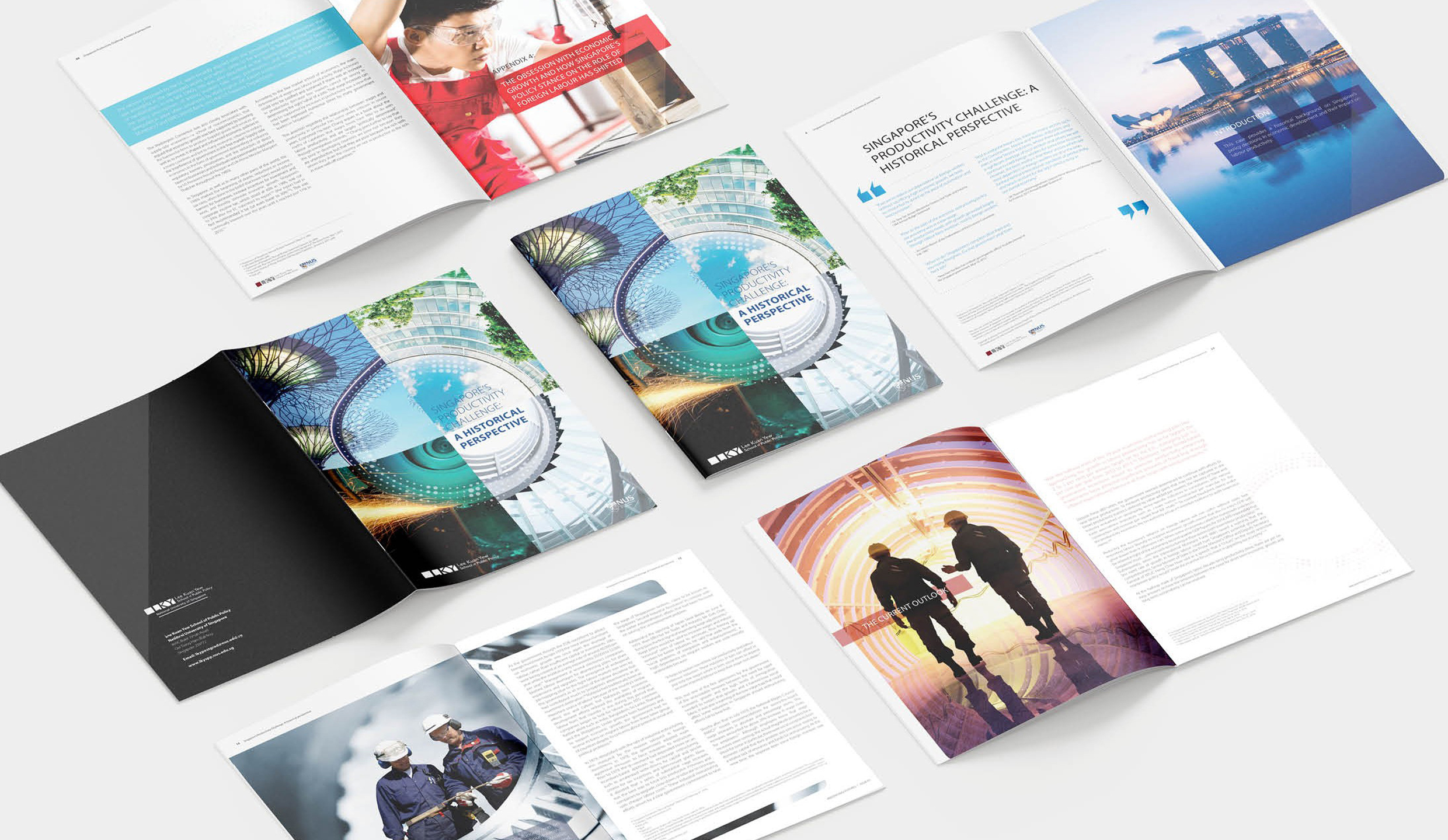 Singapore Futures Case Papers — cover and interior spread mockups